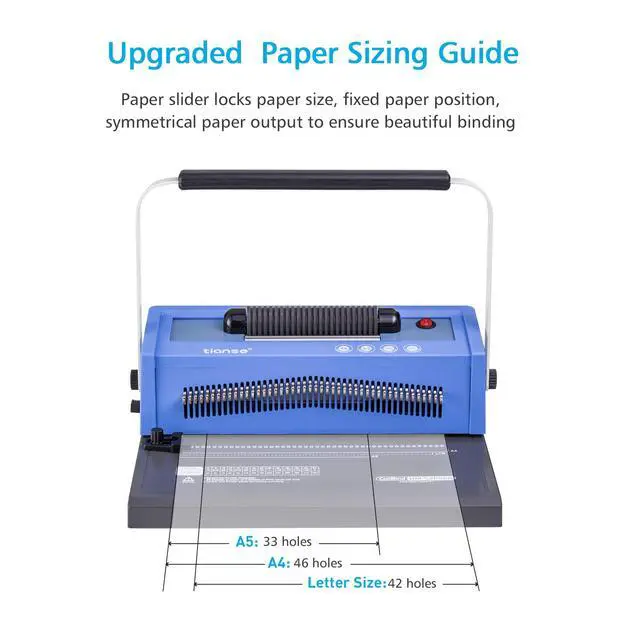 Alt view image 4 of 7 - Spiral Coil Binding Machine, Manual Book Maker Punch Binder with Electric Coil Inserter, Disengaging pins, Adjustable Side Margin, Comes with 100pcs 5/16'' Plastic Coil Binding Spines & Plier