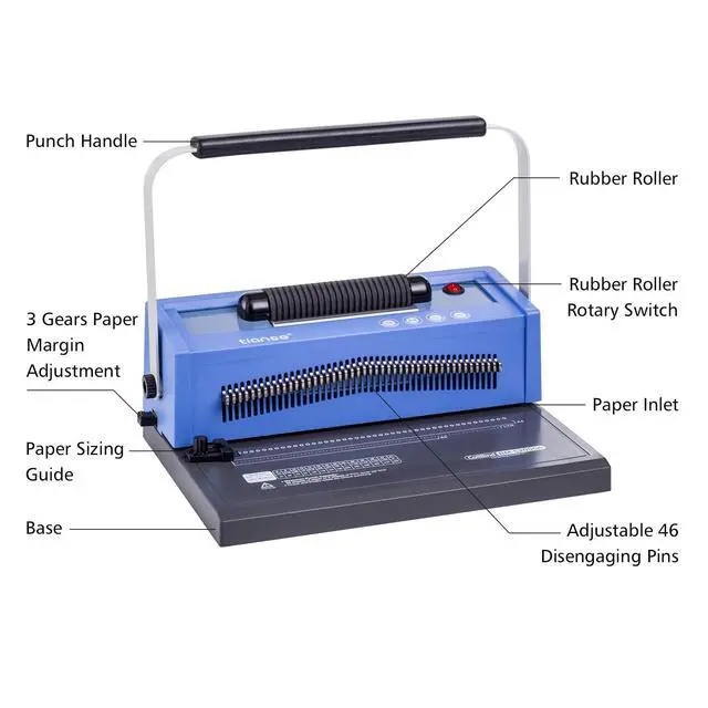 Alt view image 6 of 7 - Spiral Coil Binding Machine, Manual Book Maker Punch Binder with Electric Coil Inserter, Disengaging pins, Adjustable Side Margin, Comes with 100pcs 5/16'' Plastic Coil Binding Spines & Plier