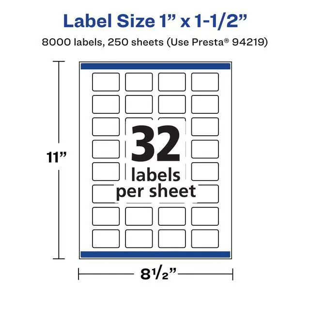 Alt view image 5 of 7 - Matte White Rectangle Labels, Sure Feed Technology, 1" x 1.5", 8,000 Matte White Printable Labels