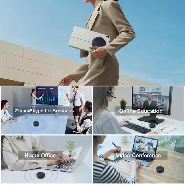 Alt view image 6 of 7 - Conference Speaker and Microphone, 10 AI Mics 360° Voice Pick Up & Noise Reduction, USB Speakerphone for 10-15 People Conference Room, Compatible with Multi-Leading Platforms, Zoom, MS Team