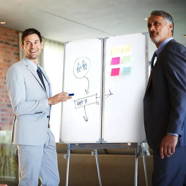 Alt view image 6 of 6 - 60 x 40 Foldable Whiteboard Dry Erase Board Large Tri Folding Whiteboard Magnetic Dry Erase Board, Wall Aluminium Frame and Flip Out Pen Tray for Office, Home