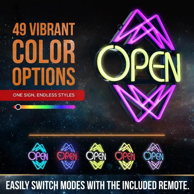 Alt view image 2 of 6 - Open Sign for Business with 49 Color Combinations ULTRA BRIGHT LED Neon Sign Visible Day and Night Large Window Sign by 20 x 22in