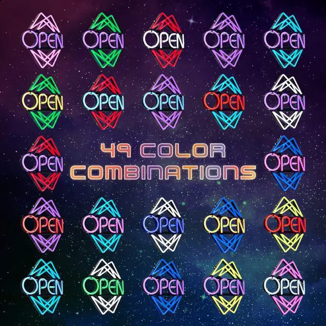 Alt view image 6 of 6 - Open Sign for Business with 49 Color Combinations ULTRA BRIGHT LED Neon Sign Visible Day and Night Large Window Sign by 20 x 22in
