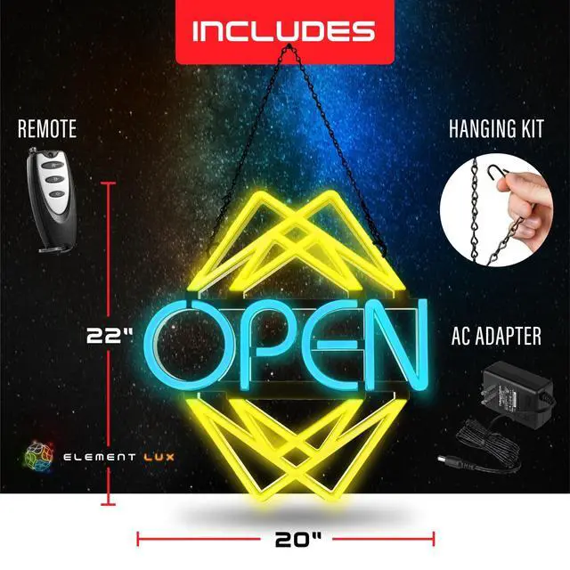 Alt view image 3 of 6 - Open Sign for Business with 49 Color Combinations ULTRA BRIGHT LED Neon Sign Visible Day and Night Large Window Sign by 20 x 22in