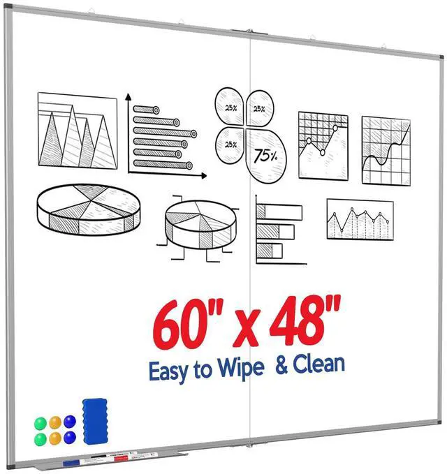 Main image of 60x48 Large Whiteboard for Wall, Magnetic Dry Erase Board for School | Extra-Large Writing Surface, Smooth Writing and Easy Erasing, Wall-Mounted Design for Home, Office, School and Meeting Rooms
