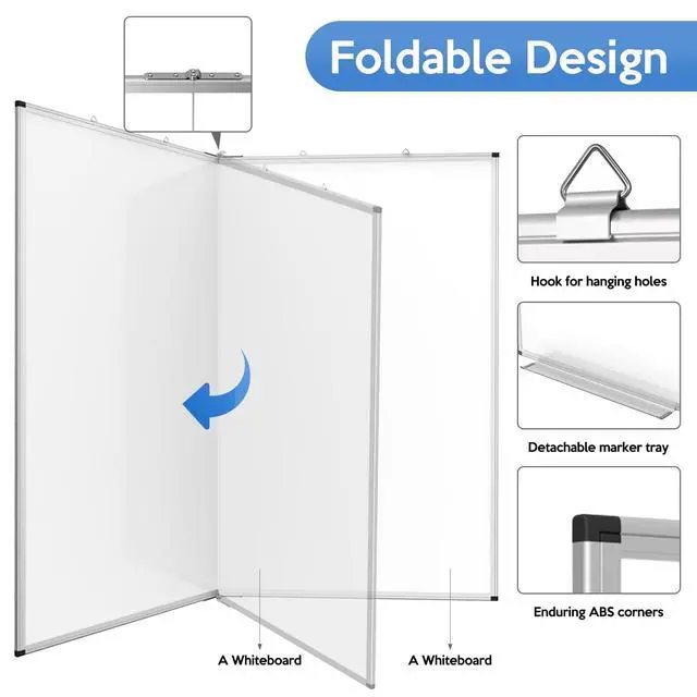 Alt view image 2 of 6 - 60x48 Large Whiteboard for Wall, Magnetic Dry Erase Board for School | Extra-Large Writing Surface, Smooth Writing and Easy Erasing, Wall-Mounted Design for Home, Office, School and Meeting Rooms