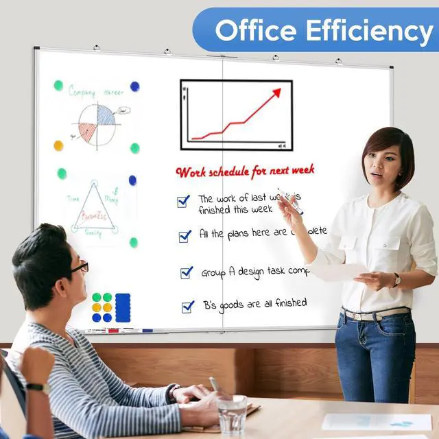Alt view image 4 of 6 - 60x48 Large Whiteboard for Wall, Magnetic Dry Erase Board for School | Extra-Large Writing Surface, Smooth Writing and Easy Erasing, Wall-Mounted Design for Home, Office, School and Meeting Rooms