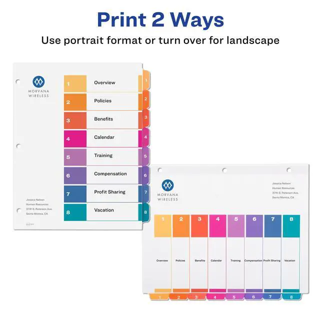 Alt view image 3 of 7 - Dividers for 3 Ring Binders, 8 Tabs per Set, Customizable Table of-Contents, Multicolor Tabs, Great for Organizing High-Volume Reports, Projects, and More (24 Sets of 11168), (Pack of 2)