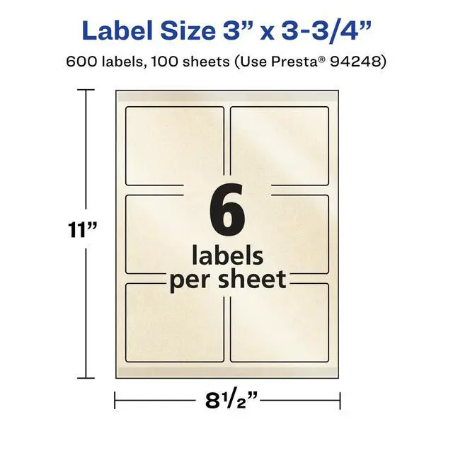 Alt view image 5 of 7 - Pearlized Ivory Rectangle Labels, Sure Feed Technology, Print-to-The-Edge, 3" x 3.75", 600 Pearlized Ivory Labels, Laser/Inkjet Printable