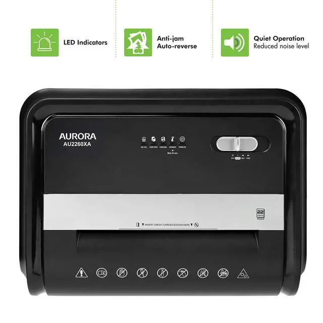 Alt view image 5 of 7 - AU2260XA Heavy Duty Anti-Jam 22-Sheet Crosscut Shredder/60 Min Run Time/ 7-Gallon Pullout Basket and Casters