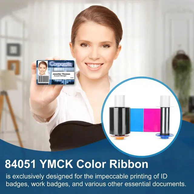 Alt view image 7 of 7 - 2 Pack 84051 YMCK Color Ribbon Compatible with Fargo Hdp5000 / Hdpii Printer | 084051 YMCK Full-Color Yields 500 Prints with Clean Spool