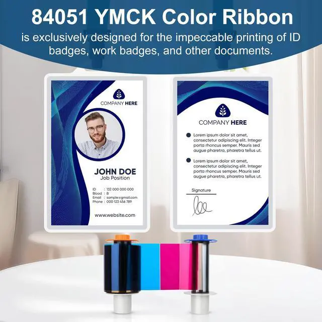 Alt view image 6 of 7 - 2 Pack 84051 YMCK Color Ribbon Compatible with Fargo Hdp5000 / Hdpii Printer | 084051 YMCK Full-Color Yields 500 Prints with Clean Spool
