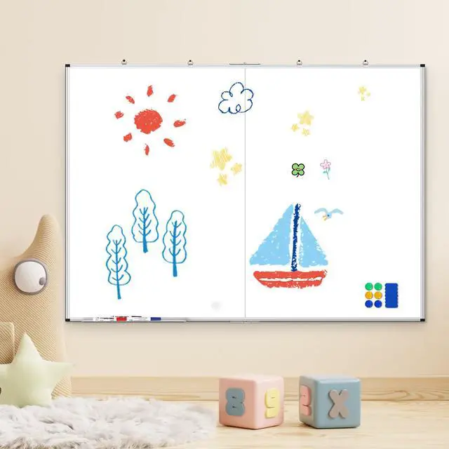 Alt view image 6 of 6 - 60x48 Large Whiteboard for Wall, Magnetic Dry Erase Board for School | Extra-Large Writing Surface, Smooth Writing and Easy Erasing, Wall-Mounted Design for Home, Office, School and Meeting Rooms