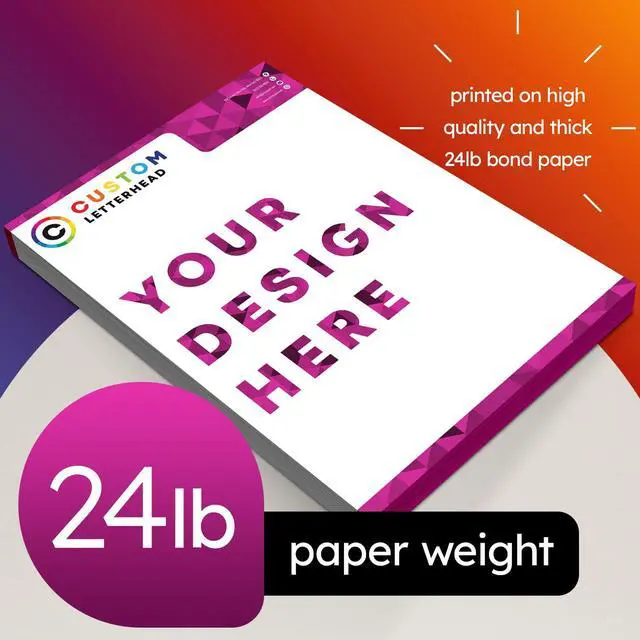 Alt view image 2 of 7 - 8.5 x 11 Custom Printed Letterhead, Full Color Professional Quality Printing Upload Your Design and Add Your Texts, Logos and Graphics Customizable Paper with Plain Envelopes 500 per Pack