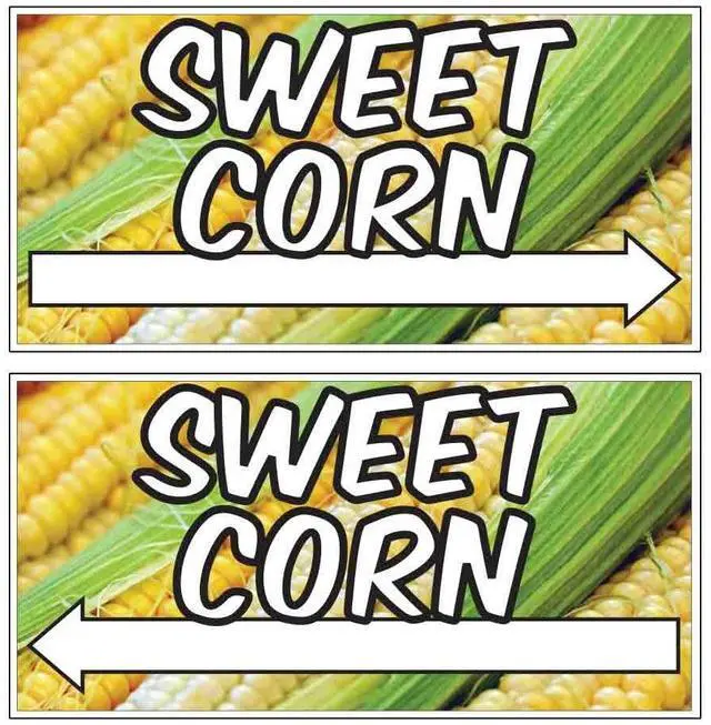 Main image of Sweet Corn Directional Sign - Set Includes Even Number of Right and Left Arrows - 12 inches x 24 inches - Weatherproof Corrugated Plastic - Full Color - 2 Stakes Per Sign (48)