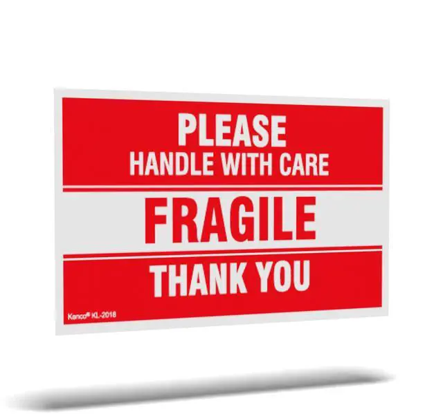 Main image of 3" X 5" Fragile Handle with Care Warning Stickers for Shipping and Packing- 500 Permanent Adhesive Labels Per Roll (10 Pack)