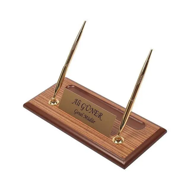 Alt view image 6 of 7 - Wooden Desk Set - Desk Organizer Set - 11 Accessories - Desk Office Organizer - Document Tray - Office Desk Accessories - Desk Pad - Desktop Storage - 11 PCS (Brown)
