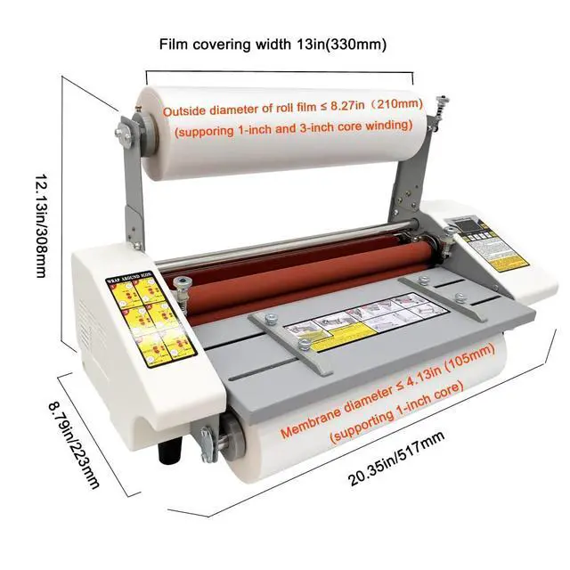 Alt view image 4 of 6 - Hot Cold Roll Laminator Singe Doubel Side Thermal Laminator Laminating Machine with Digital Display Speed Adjustable Temperature 0-180 Adjusted 13inch/330mm A3+