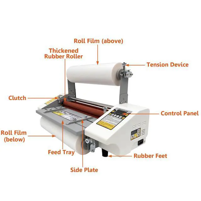 Alt view image 2 of 6 - Hot Cold Roll Laminator Singe Doubel Side Thermal Laminator Laminating Machine with Digital Display Speed Adjustable Temperature 0-180 Adjusted 13inch/330mm A3+