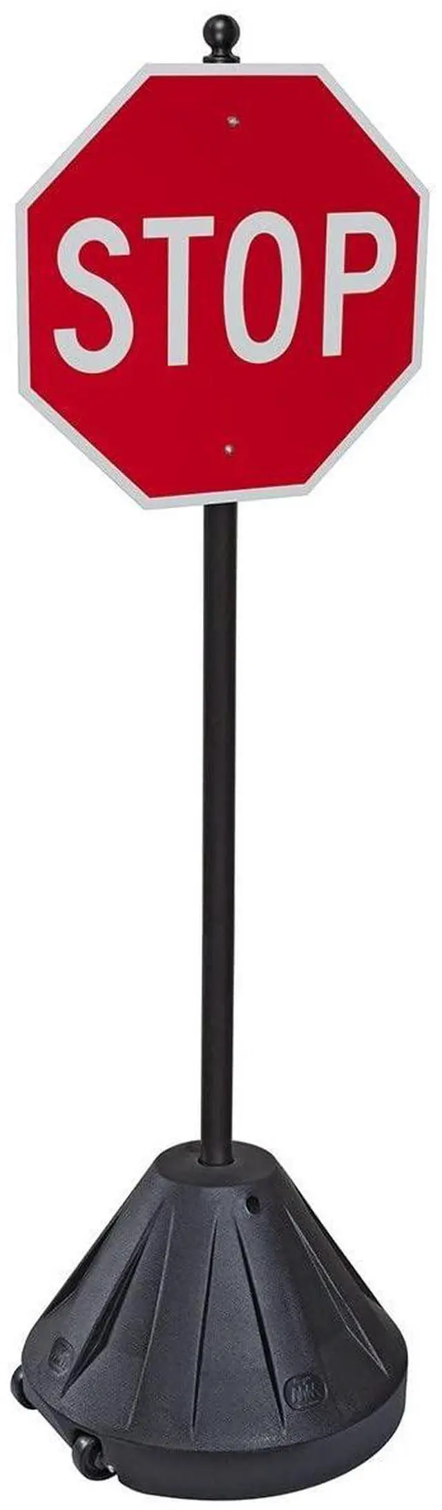 Main image of Tip-n-Roll XL Portable Pole 3 Sign Holder | 24"w x 16"h Wheeled Base | Black Base | 72h Pole (XL-PP3-72)