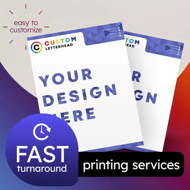 Alt view image 4 of 7 - 8.5 x 11 Custom Printed Letterhead, Full Color Professional Quality Printing Upload Your Design and Add Your Texts, Logos and Graphics Customizable Paper with Plain Envelopes 500 per Pack