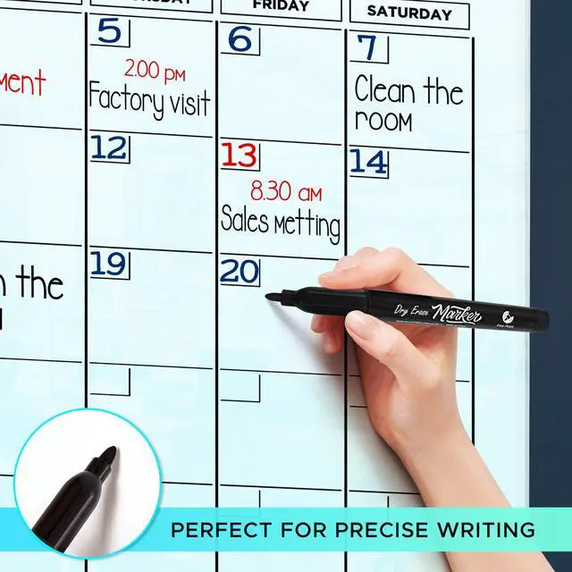Alt view image 5 of 7 - Magnetic 34"x46" Glass Whiteboard Yearly Calendar Planner White Board Dry Erase Board for Wall Monthly Glass Calendar Whiteboard Home Office Large Wall Planner