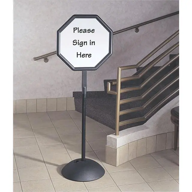 Alt view image 2 of 6 - Write Way Dry Erase Board Octagon Shape Sign, Dual-Sided and Magnetic for Indoor and Outdoor Use, 65"in Height, Black