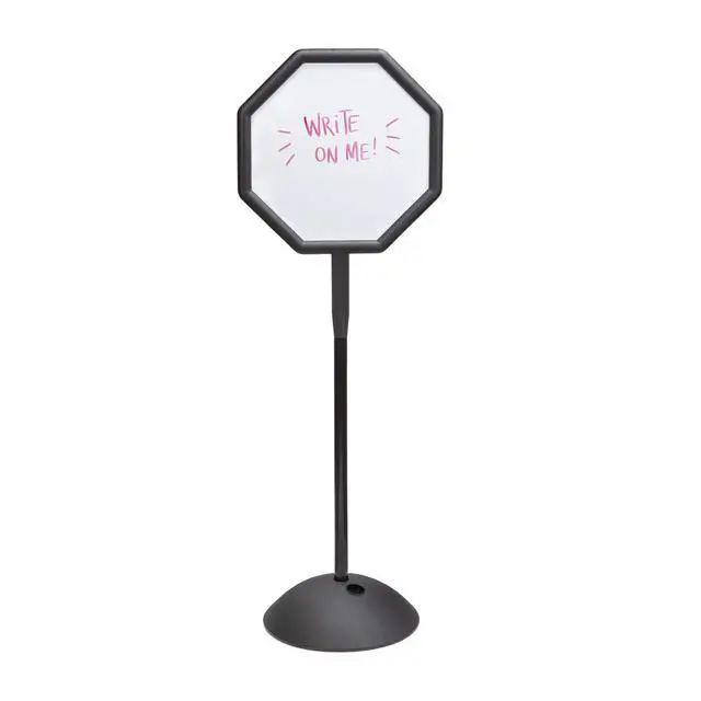 Alt view image 6 of 6 - Write Way Dry Erase Board Octagon Shape Sign, Dual-Sided and Magnetic for Indoor and Outdoor Use, 65"in Height, Black