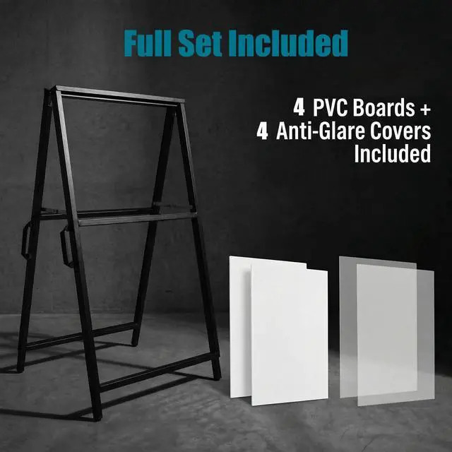 Alt view image 2 of 7 - A Frame Sidewalk Sign 24x36 inches Sandwich Board Signs Outdoor Heavy Duty Double-Sided,including 2 Corrugated Boards 2 Anti-Glare for Business Indoor Outdoor (2PACK)