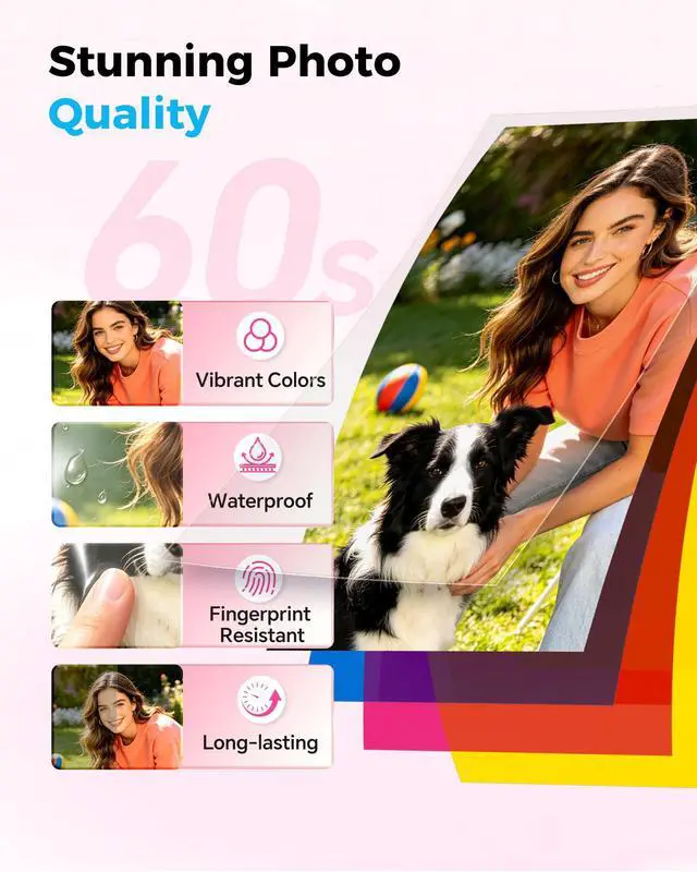 Alt view image 3 of 7 - 4x6 Photo Printer with 108 Sheets & 2 Ribbons - Dye Sublimation Wireless Portable Photo Printer for iPhone & Android Smartphones, Home & Travel Picture Printing, Ideal Gift, Beige
