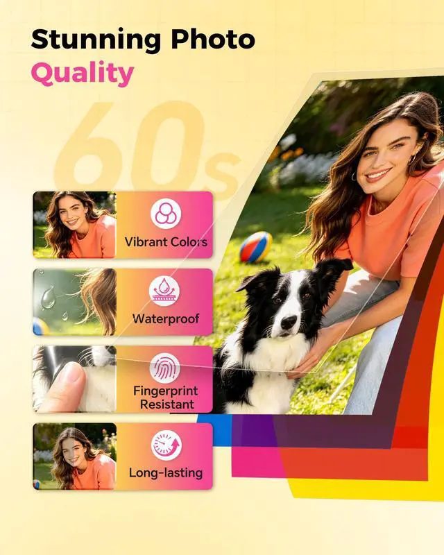 Alt view image 3 of 7 - Photo Printer 4x6 with 108 Sheets & 2 Cartridges, Instant Picture Printer for iPhone & Android, Bluetooth Dye Sublimation Phone Photo Printer, Home Use, Ideal Gift, White