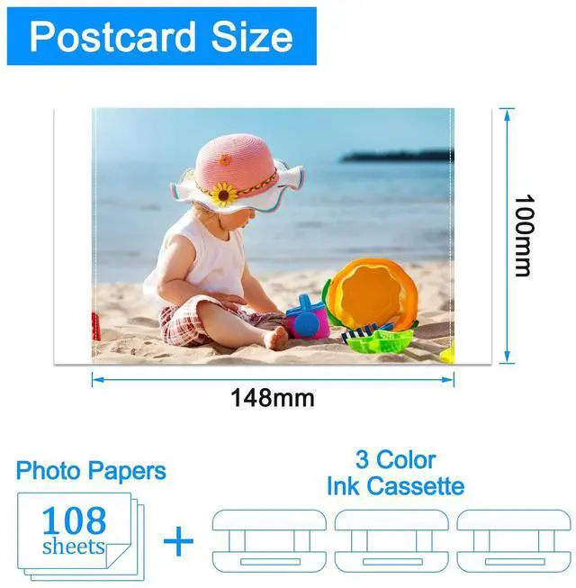 Alt view image 3 of 7 - 4PK Compatible for Canon Selphy KP-108IN Photo Paper and Ink Set | 4"x6" 100 x148mm 12 Color Ink Cartridge and 432 Sheets Paper Set for CP1300 CP1500 CP1200 CP1000 Wireless Compact Printer