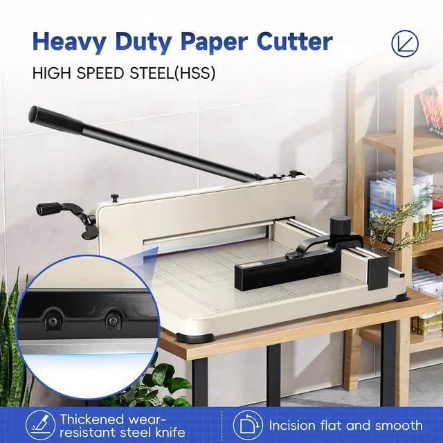 Alt view image 4 of 7 - 12 Inch Guillotine Paper Cutter Heavy Duty,Paper Cutter Heavy Duty for A4 Paper, 400 Sheet Capacity,White Paper Cutter Heavy Duty for Office Home School