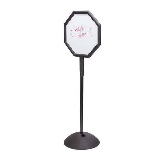 Alt view image 3 of 6 - Write Way Dry Erase Board Octagon Shape Sign, Dual-Sided and Magnetic for Indoor and Outdoor Use, 65"in Height, Black