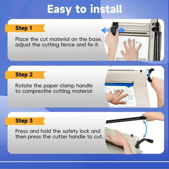 Alt view image 7 of 7 - 12 Inch Guillotine Paper Cutter Heavy Duty,Paper Cutter Heavy Duty for A4 Paper, 400 Sheet Capacity,White Paper Cutter Heavy Duty for Office Home School