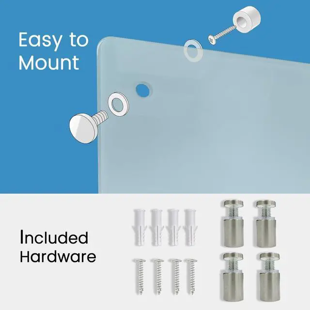 Alt view image 5 of 6 - Magnetic Glass Whiteboard 40"x60" Premium Tempered Dry Erase Board Wall Mounted Frameless Whiteboard Bulletin Message Boards (White)