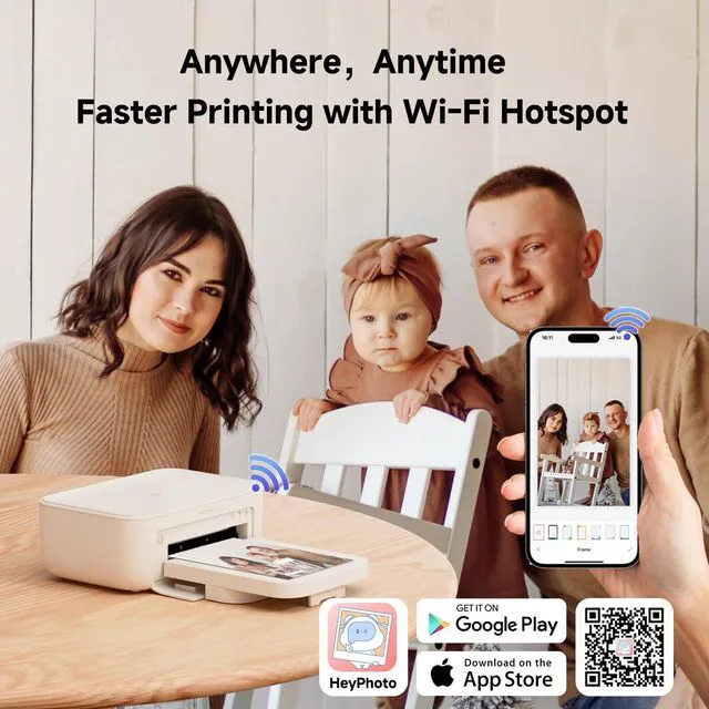 Alt view image 2 of 7 - Photo Printer 4×6+108 Sheets Photo Paper & 2 Ribbon, Wi-Fi Full-Color Instant Phone Photo Printer for iPhone, Android, Smartphone, Thermal Dye-Sublimation Impresora De Fotos for Home Use
