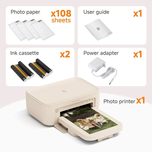 Alt view image 3 of 7 - Photo Printer 4×6+108 Sheets Photo Paper & 2 Ribbon, Wi-Fi Full-Color Instant Phone Photo Printer for iPhone, Android, Smartphone, Thermal Dye-Sublimation Impresora De Fotos for Home Use
