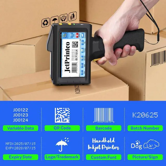 Alt view image 3 of 7 - 0.5 Inches Print Height Intelligent Handheld Inkjet Printer Lasts 16H Weighs Only 390g for Batch Code Date Lot Number Print on Plastic Carton Wood Metal Glass Aluminum with 42ml Fast Dry Ink (Black)