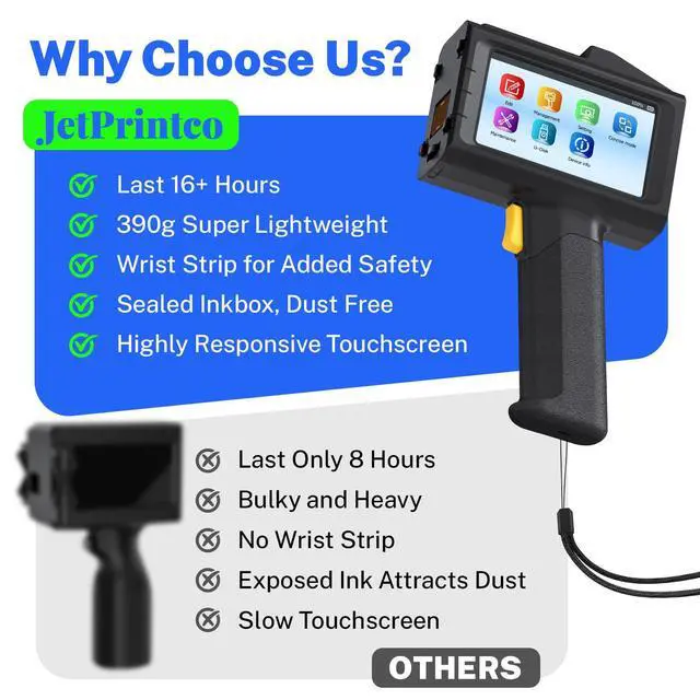 Alt view image 7 of 7 - 0.5 Inches Print Height Intelligent Handheld Inkjet Printer Lasts 16H Weighs Only 390g for Batch Code Date Lot Number Print on Plastic Carton Wood Metal Glass Aluminum with 42ml Fast Dry Ink (Black)