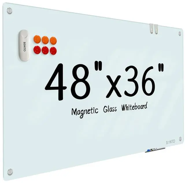 Main image of Glass Whiteboard - Glass Dry Erase Board 48" x 36" Magnetic White Board Writing Board White Boards for Walls Wall Office Home