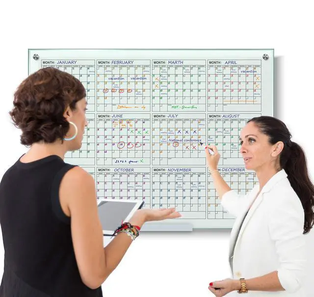 Alt view image 7 of 7 - 34"x46" Glass Whiteboard Calendar yearly Planner White Board 12 Month Dry Erase for Wall Glass Calendar Whiteboard Large Wall Calendar 2026