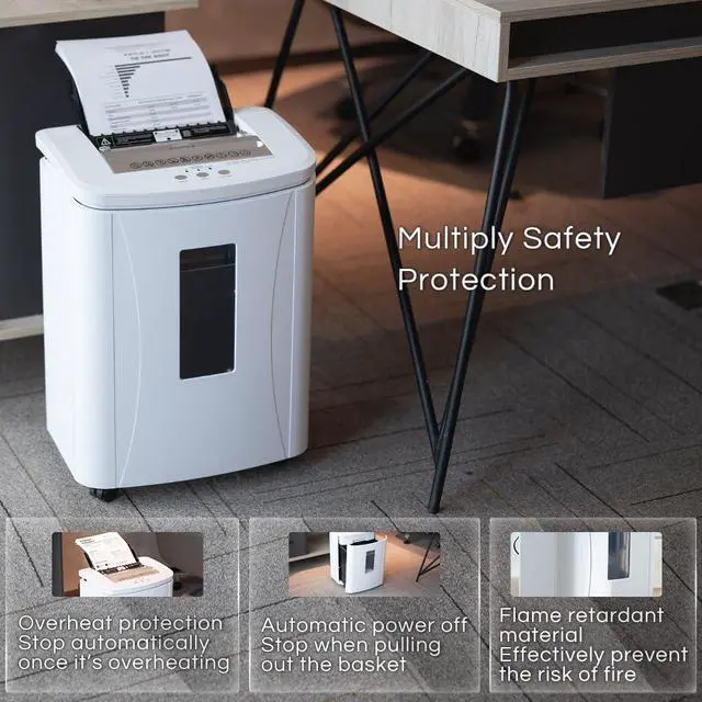 Alt view image 5 of 7 - 150-Sheet Auto Feed Paper Shredder: High Security Micro Cut Shredders for Home Office, 30 Minutes Commercial Heavy Duty Shredder with 4 Casters, P-4 Security Level & 6.6 Gallon Pull-Out Bin