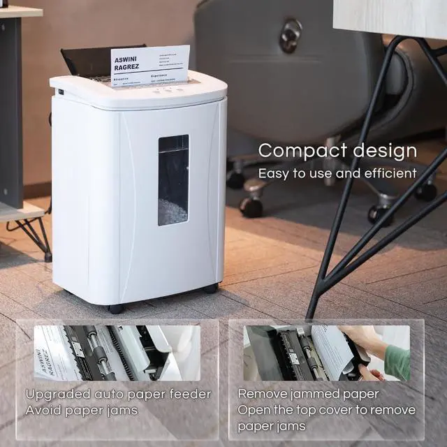 Alt view image 4 of 7 - 150-Sheet Auto Feed Paper Shredder: High Security Micro Cut Shredders for Home Office, 30 Minutes Commercial Heavy Duty Shredder with 4 Casters, P-4 Security Level & 6.6 Gallon Pull-Out Bin