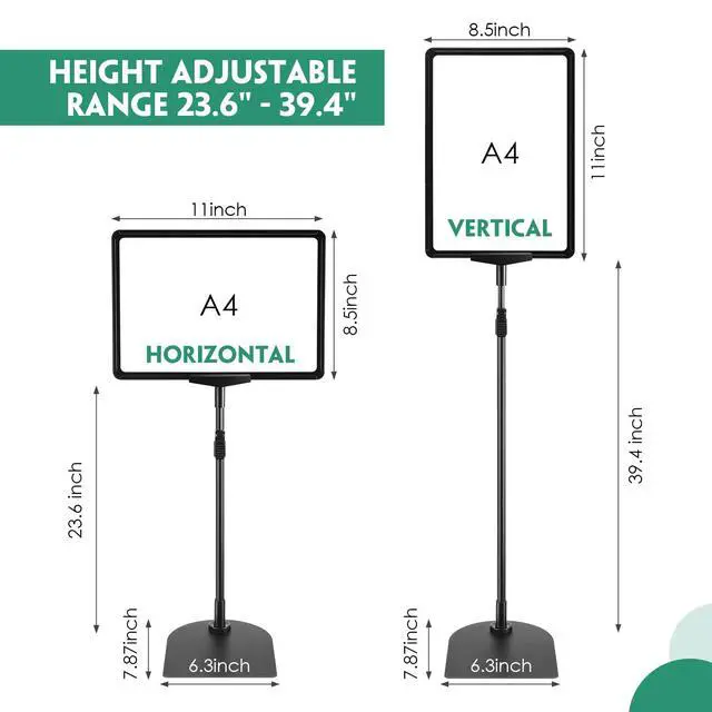 Alt view image 2 of 7 - 24 Pack Adjustable Poster Stand Holder Floor Standing Display Sign Holder for Advertising Business Menu Stand Vertical and Horizontal View Sign Displayed Black (8.5 x 11 Inch)