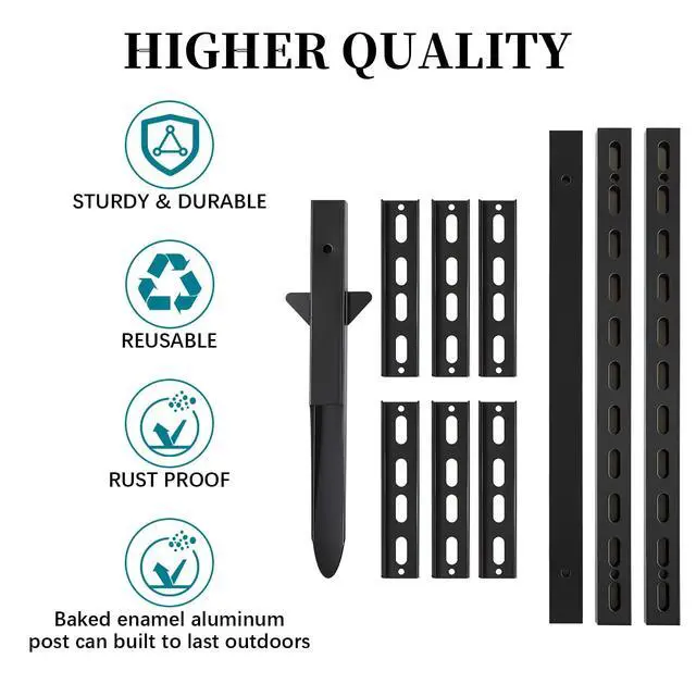 Alt view image 5 of 7 - 4 Pcs 6' Metal Yard Sign Stake, Aluminum Sign Post with Heavy Duty Base, Adjustable Yard Pole with Holes for Signs, Sleek Modern Design Sign Holder for Outside Fence Road Parking Street Stop(Black)