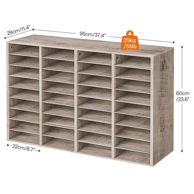 Alt view image 3 of 7 - Wooden Literature Organizer, 36-Slot Mail Sorters, Removable Classroom Mailbox, Student Mailboxes for Classroom, Paper Storage Organizer, for Home, Office, Study, Classroom, Greige BG36WF01