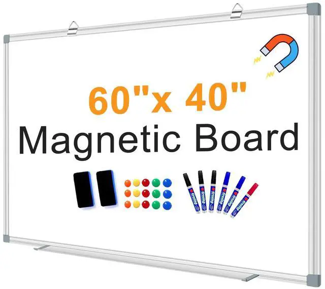 Main image of Large Magnetic Dry Erase Whiteboard, 60"X40" White Board for Wall with Long Pen Tray, Dry Erase White Board for Home Office Classroom