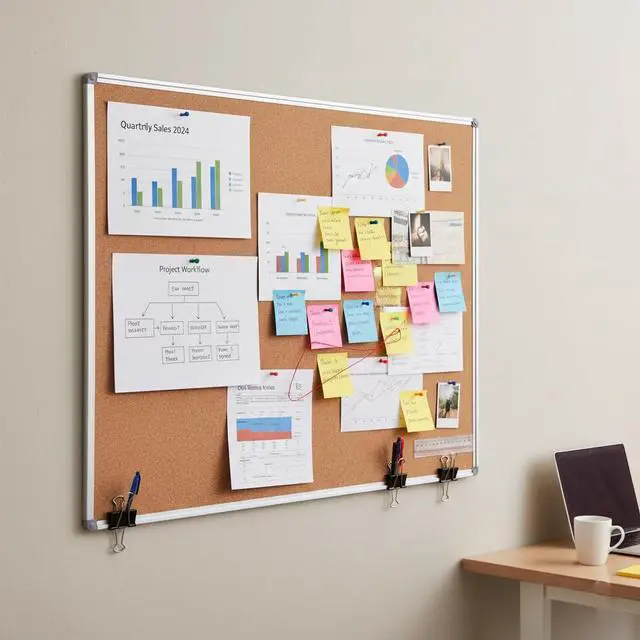 Alt view image 2 of 6 - 2-Pack Cork Notice Board 48 x 36 Inch, Aluminum Frame Bulletin Board | Walls Mounted Large Self-Healing Cork Board for Office, School, and Home, Hanging Notice Board with 10 Push Pins (4x3 Ft)