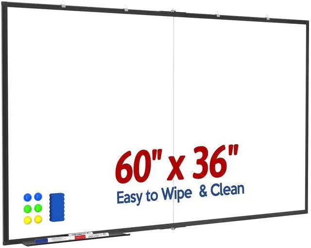 Main image of 60x36 Large Wall Whiteboard, Magnetic Dry Erase Board for Home Office | Black Aluminum Frame, Large Magnetic Surface, Smooth Writing and Easy Erasing for Home, Office, School, Meetings and Planning